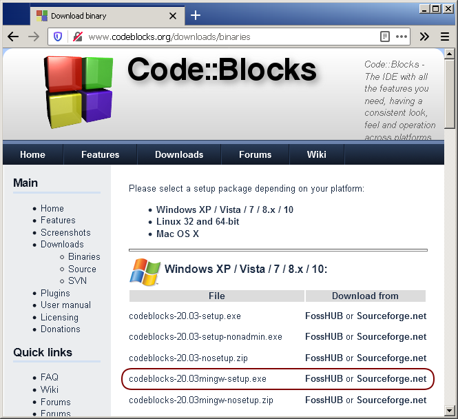 Code Blocks webpage